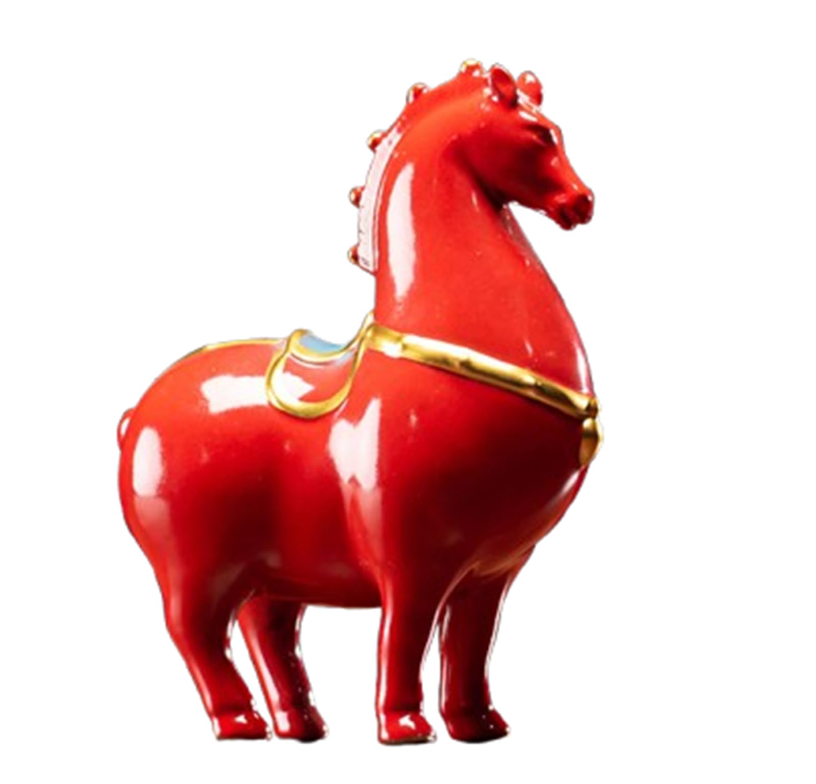 Artigianato di Statue di Cavalli in Ceramica, Ornamento di Statuette Feng Shui in Ceramica Rossa, Scultura di Animali di Cavallo Grasso e Carino Fatta a Mano per la Decorazione,A