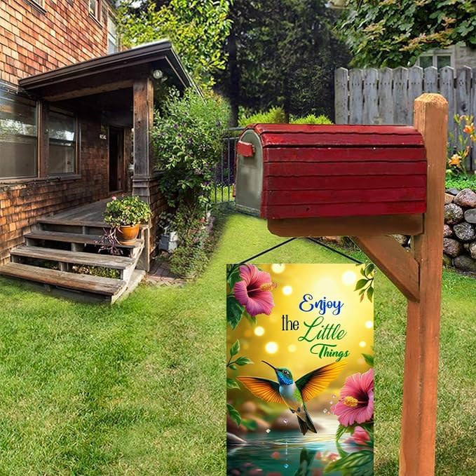 Spring Summer Hummingbird Flowers Garden Flag 12 x 18 Inch Double Sided, Burlap Outdoor Farmhouse Floral Garden Flag Summer Decorations for Home Porch, Small Yard Lawn Flags for Outside - Image 7