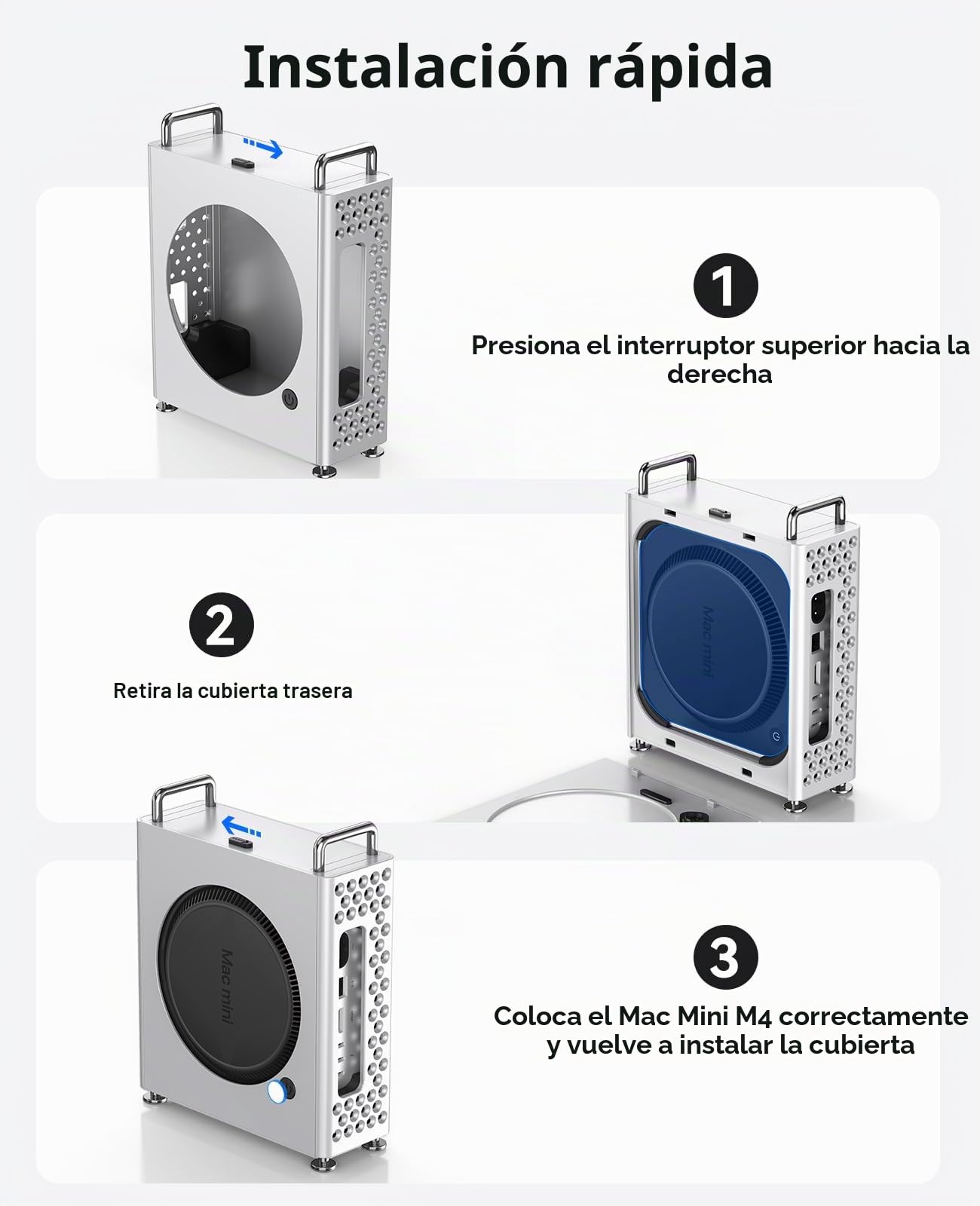 ORICO MiniPro Carcasa de Aluminio Soporte para Mac Mini M4 – Carcasa protectora de pie con capa interior de silicona suave, funda de montaje sin herramientas, base perfecta para Mac mini M4 Pro 2024