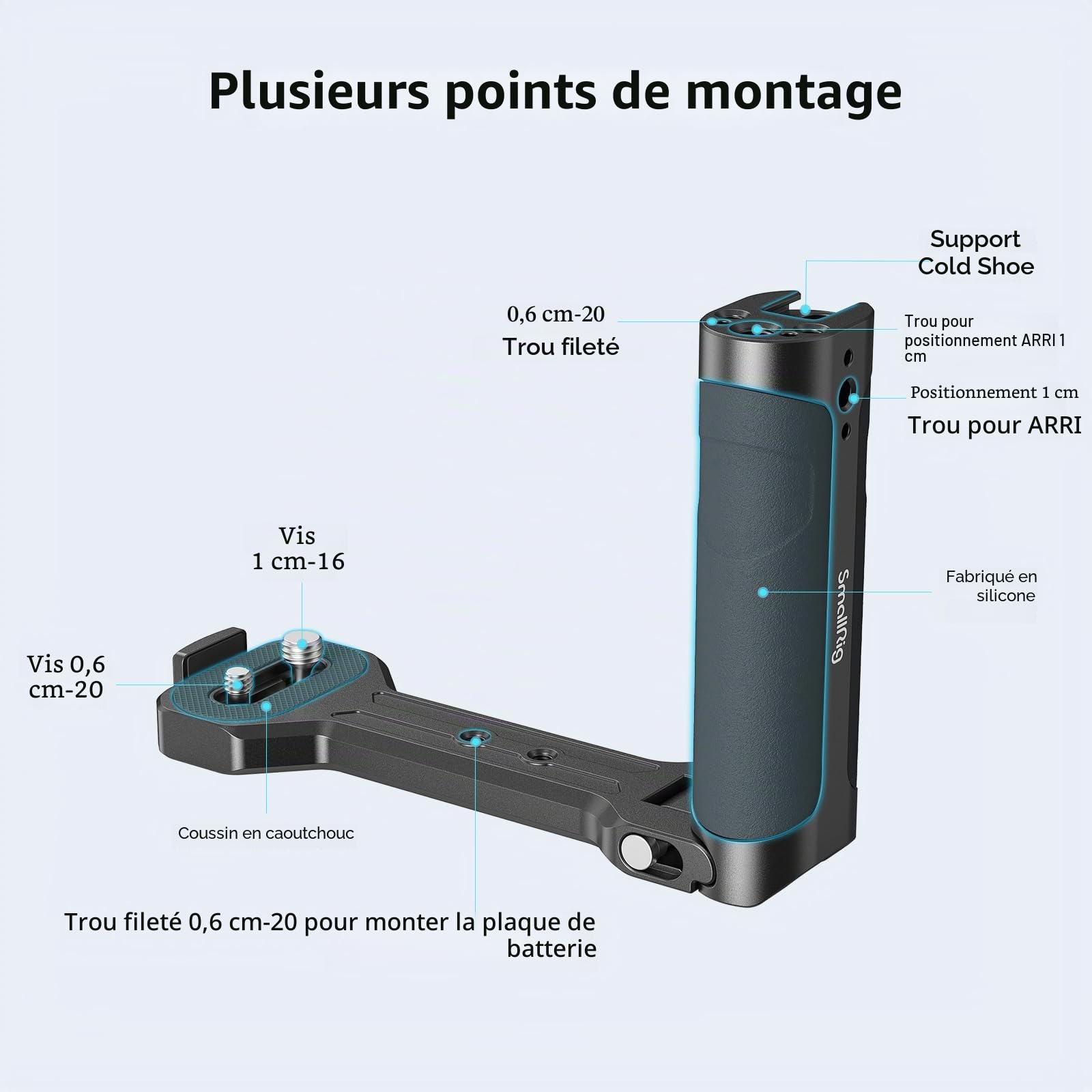 SMALLRIG Poignée Latérale en Aluminium avec Design Plié pour DJI RS 4 Mini/RS 4/RS 4 Pro/RS 3/RS 3 Pro/RS 3 Mini/RS 2/RSC 2/Ronin-S/Ronin-SC, pour ZHIYUN Crane 2S/2/V2-2786C