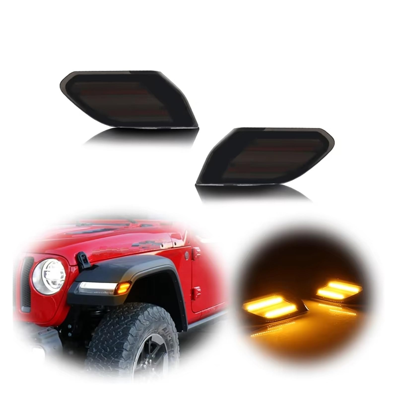 Intermitente Coche Para Jeep Para Wrangler Para JL 2018-2025 Para Gladiator Para JT 2 Uds Luz LED Intermitente Parachoques Delantero Coche Ámbar