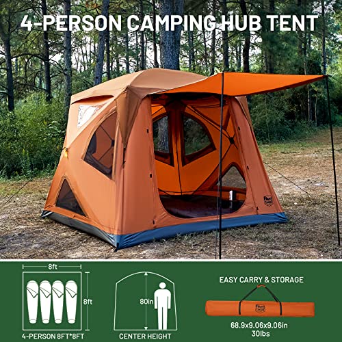 Image of TIMBER RIDGE 4 Person Instant Pop Up Hub Tent for Camping