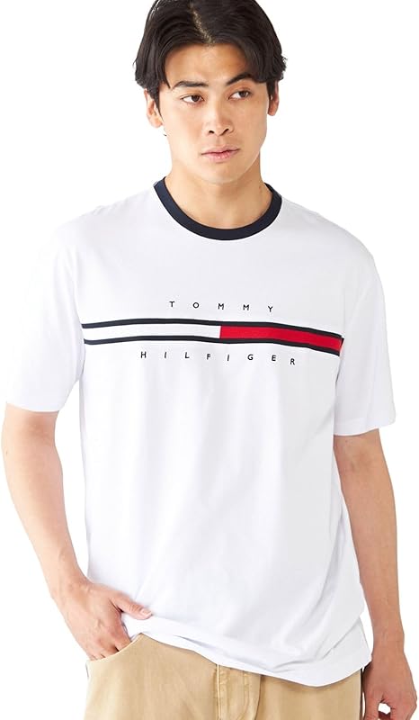 -52%【2,657円】[PR]TOMMY HILFIGER ロゴTシャツ TINO TEE Mサイズ ホワイト100/ブルー475 ユニセックス オンライン限定