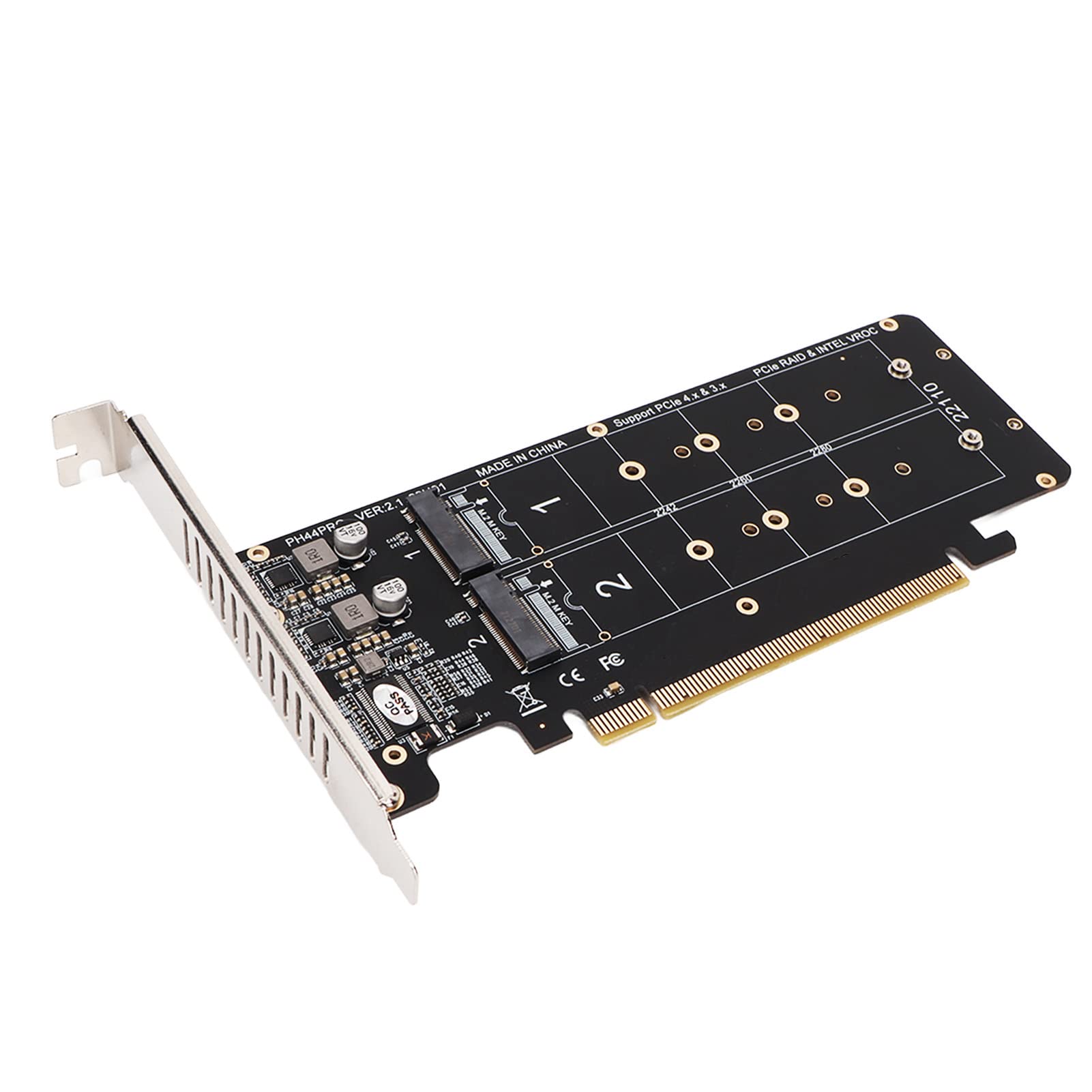 PCIE X16 auf M.2 M KEY Erweiterungskarte NVMe x4 SSD RAID Array Adapter mit LED-Anzeige unterstützt 4 Ports Full Speed ​​Signal für Server Storage Workstation