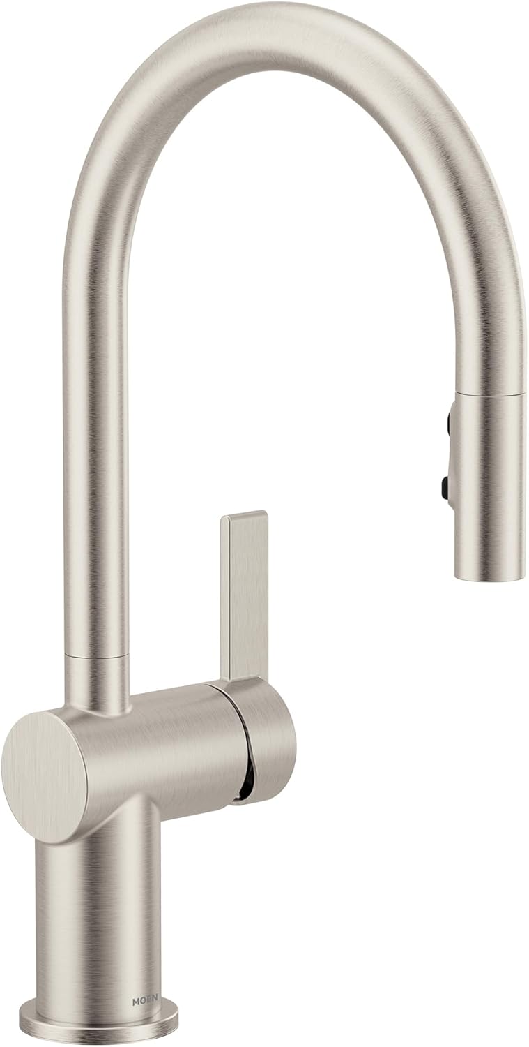 Moen Cia Spot Resist Stainless Modern Pulldown Kitchen Faucet with Power Boost, Includes Optional Chrome Accents, 7622SRS Spot Resist Stainless Standard