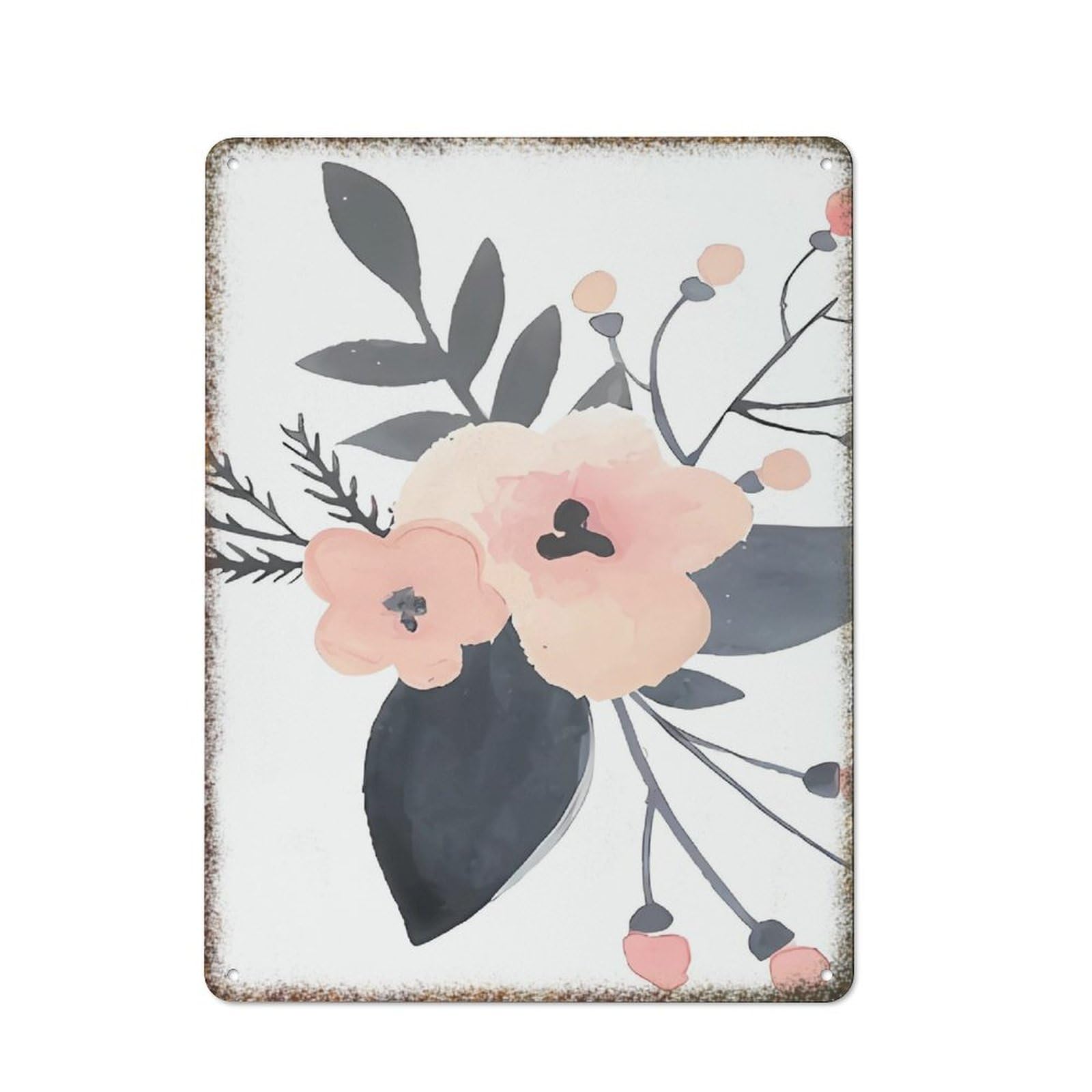 Watercolor Flower Art Nursery Style Retro Metal Sign Home Cafe Farmhouse Garden Kitchen Wall Decor 8x12 Inch