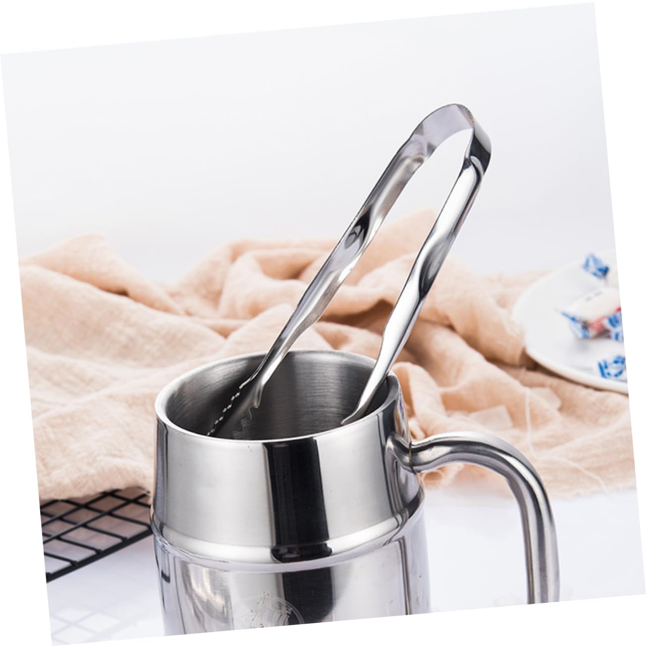 STOBAZA 3-pack Stainless Steel Ice Tongs Set for Buffet Bbq Home Easy to Sugar Appetizers