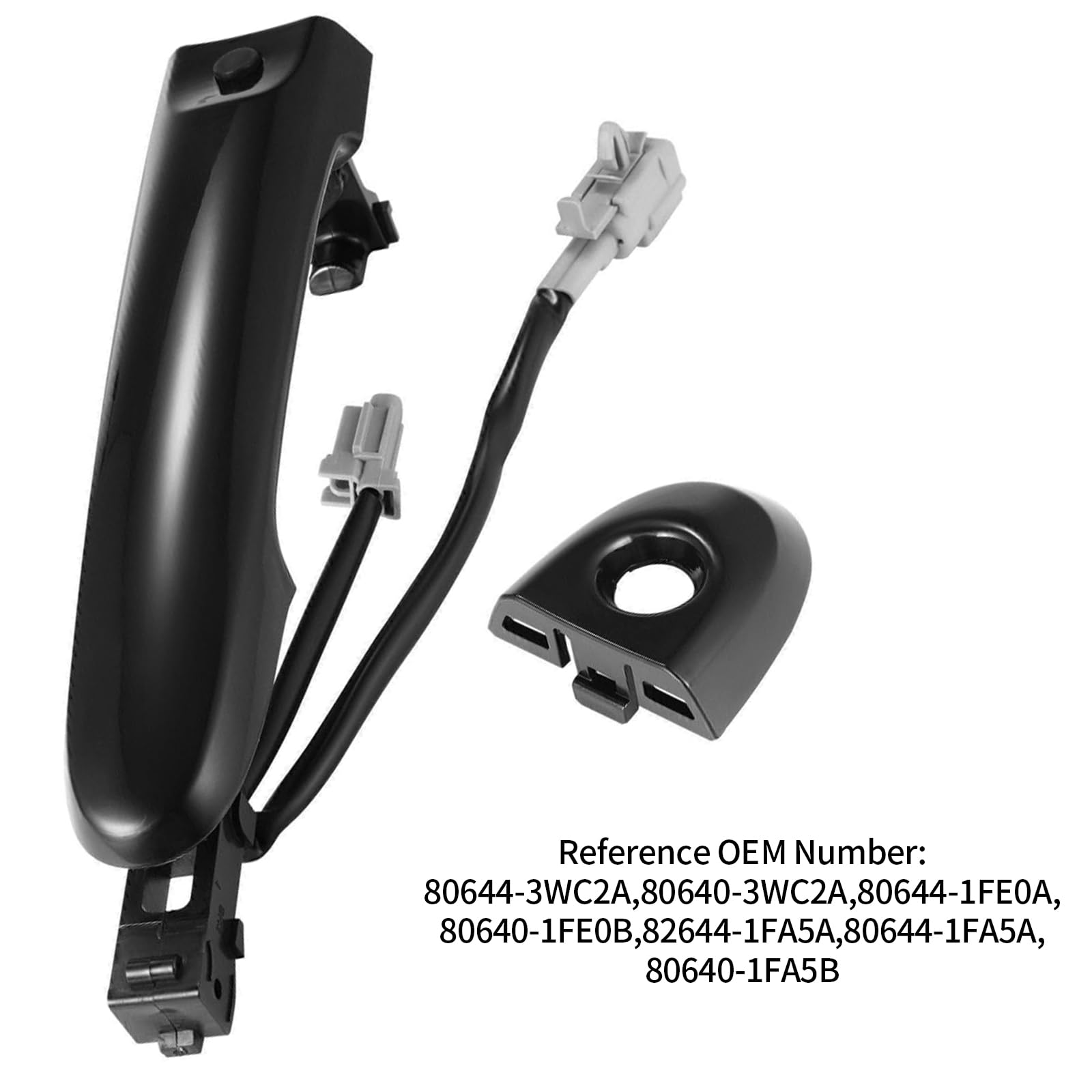 Poignée de porte avant droite côté conducteur compatible avec Nissan Juke F15 2010-2019, 80644-1FA5A, 80644-3WC2A (Noir)