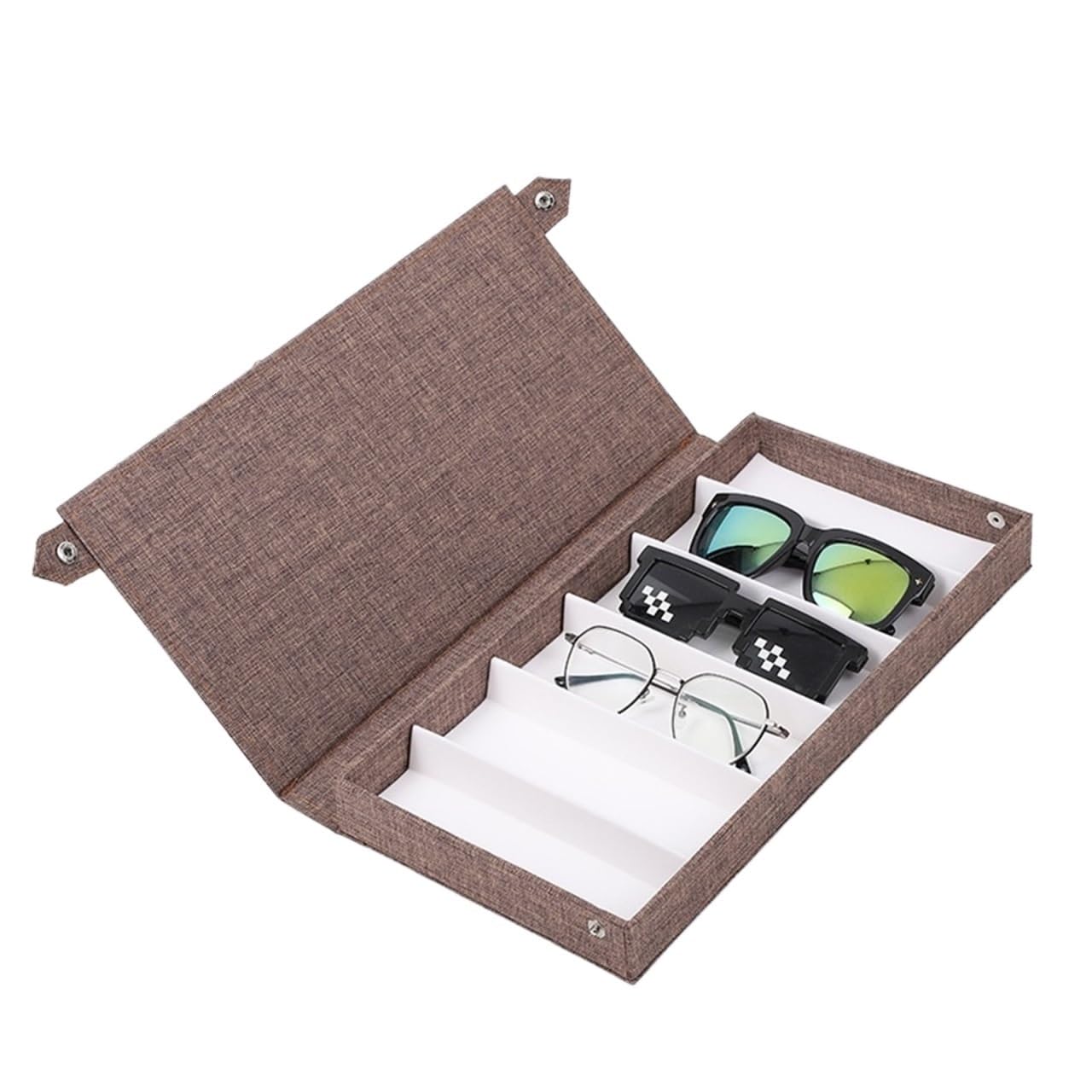 Brillen Organizer Brillenhalter for Mehrere Brillen, Brillenetui, Brillenablage Aufbewahrung(Brown)