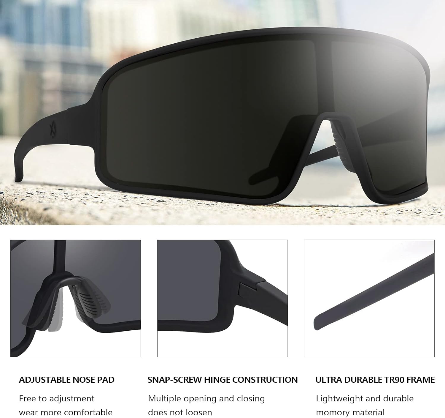 Miniatura 4 de MAXJULI Gafas de sol polarizadas para hombres y mujeres a prueba de viento deportes al aire libre ciclismo correr golf protección UV400 gafas de sol