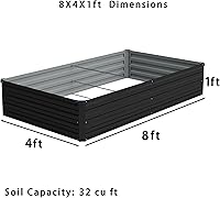 Vista 2 de Paquete de 2 camas de jardín elevadas galvanizadas de 8 x 4 x 1 pies (paquete de 2), jardinera para exteriores, kit de cama de metal para plantar