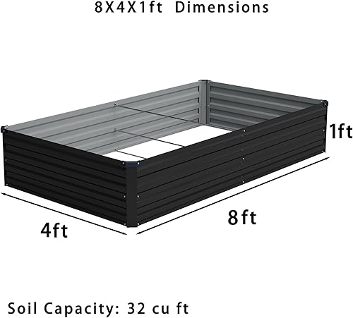 Miniatura 2 de Paquete de 2 camas de jardín elevadas galvanizadas de 8 x 4 x 1 pies (paquete de 2), jardinera para exteriores, kit de cama de metal para plantar