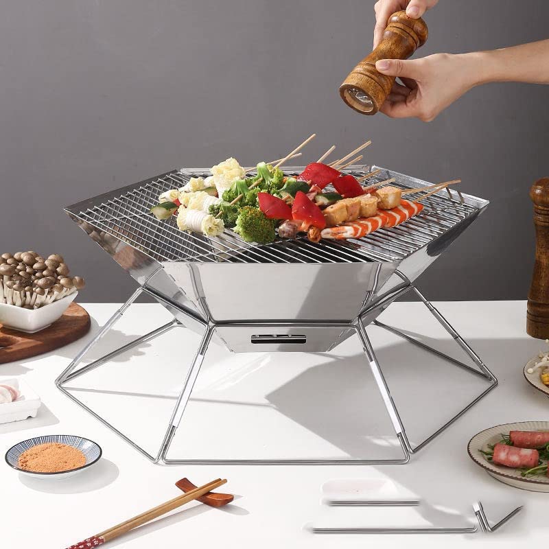 Parrilla plegable de acero inoxidable en pack de 3 unidades para barbacoa al aire libre 3