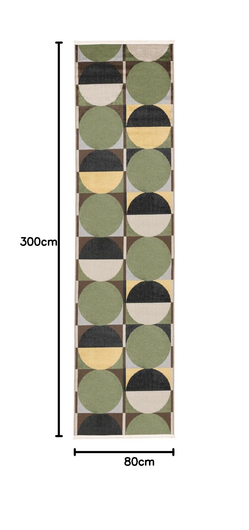 RugVista Jeff Dywan, 80 x 300 cm, Zielony | Nowoczesne, Prostokąt, Niski, Prać w pralce, Oeko-Tex 100, Pokój dzienny, Sypialnia, Korytarz