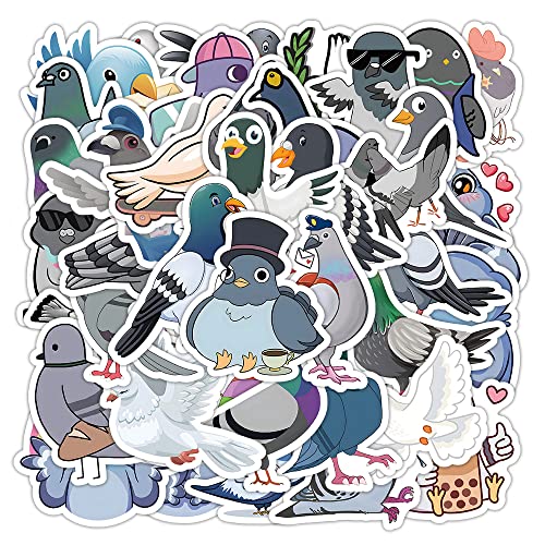 Pigeons Lot de 50 autocollants de dessin animé - Motif oiseau mignon - Pour ordinateur portable, skateboard, valise, scrapbooking, téléphone, moto, ordinateur, voiture, bagages - Étanche - Pour