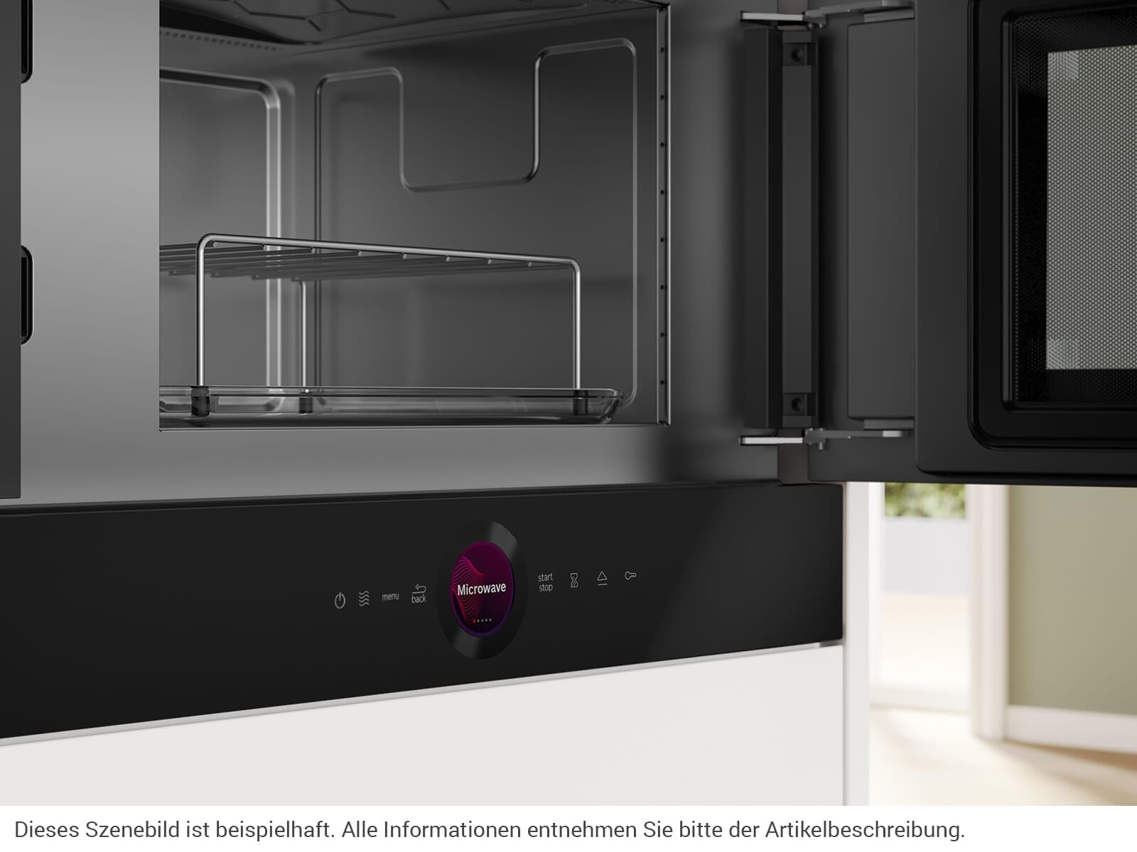 Bosch BER7321B1, Serie 8 Einbau-Mikrowelle, Schwarz, 38 x 60 cm, 900W, Türanschlag Rechts, AutoPilot 10 mit 10 Automatikprogramme, Reinigungsunterstützung, TFT-Touchdisplay, LED-Beleuchtung