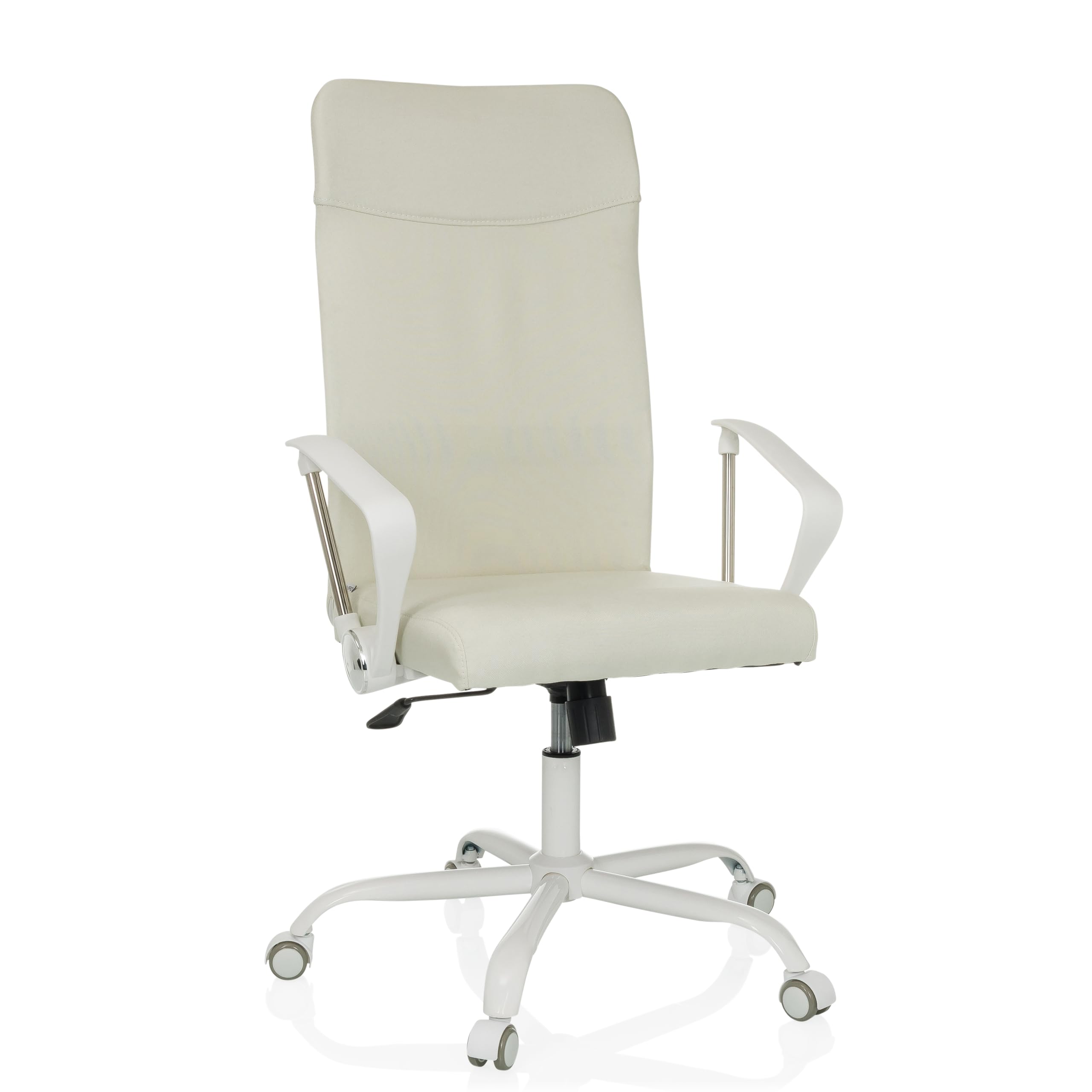 hjh OFFICE STRYKA W - Silla de oficina transpirable con respaldo extra alto, mecanismo basculante y soporte lumbar acolchado, color beige