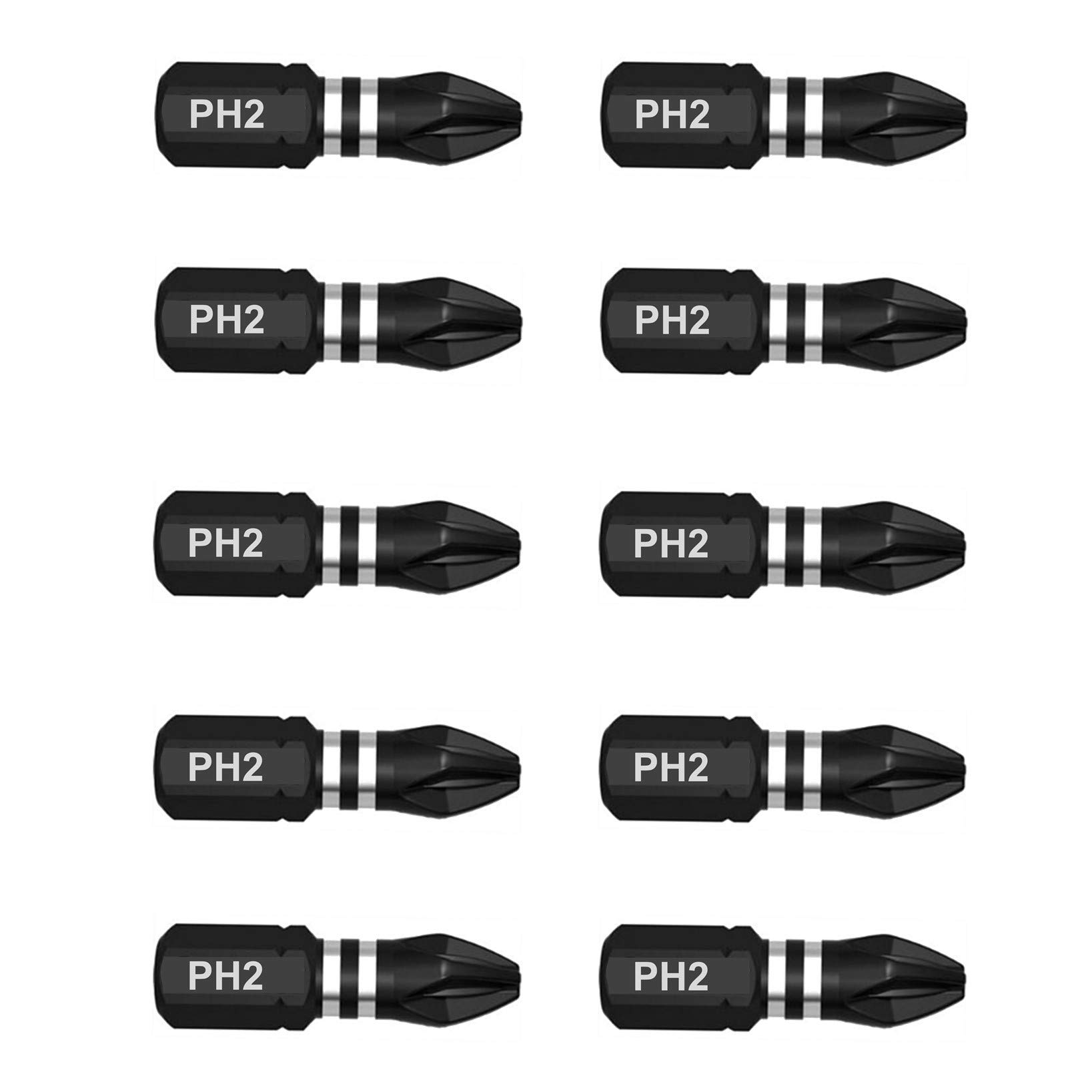 Sabrecut 10 X Scph225_10 25Mm Ph2 Impact Screwdriver Driver Bits Set Single Ended Phillips No.2 Heavy Duty