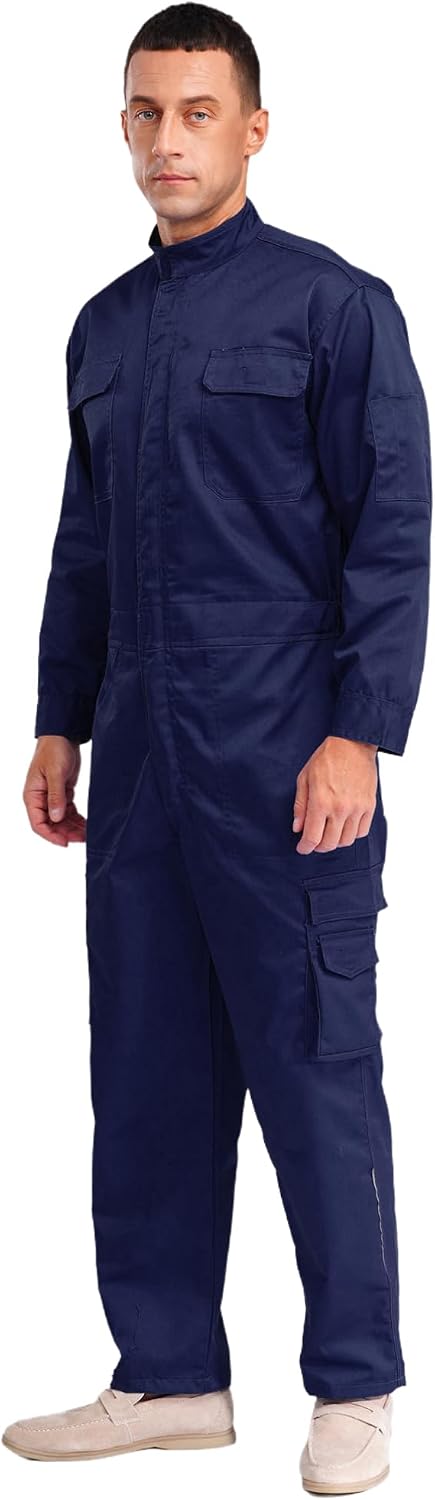Moily Mens Workwear Coveralls Work Mechanic Jumpsuits One Piece Long Sleeve Coverall Work Uniforms