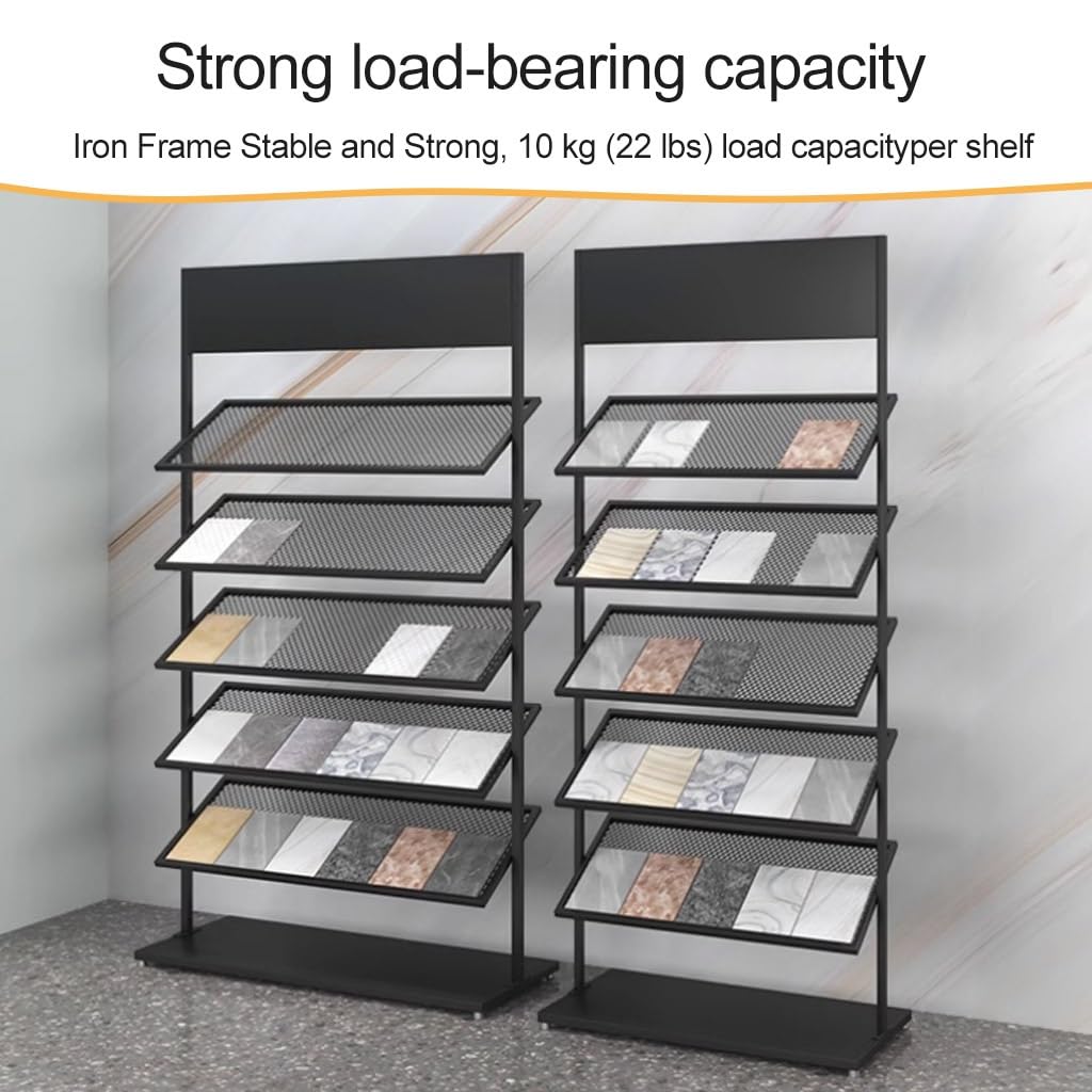 Générique Présentoir à Carreaux en métal à 5 Niveaux, étagère de Rangement pour échantillons de Porcelaine et de marbre, Support de Sol Durable pour matériaux de Construction, idéal pour Les Planches