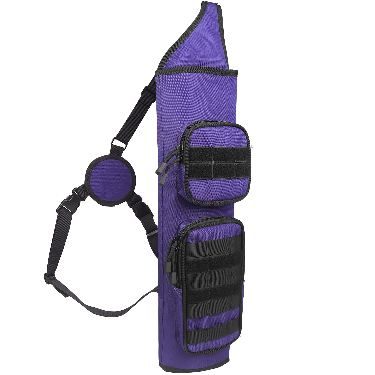KRATARC Archery Back Arrows Quiver Bag with Molle System and Pockets for Hunting Shooting Target Practice (Purple)