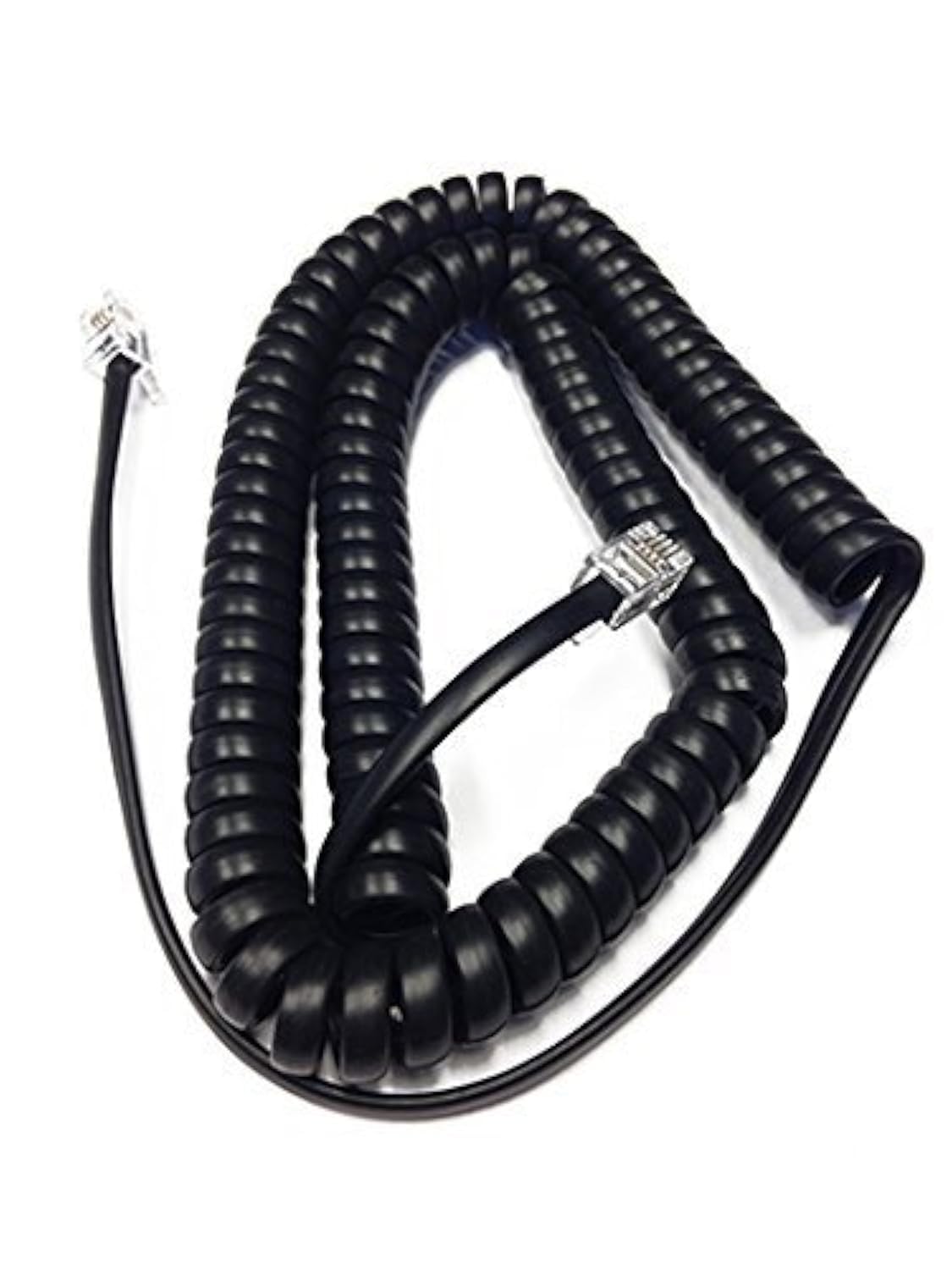 The VoIP Lounge 12 Foot Black Handset Receiver Curly Cord for Grandstream IP Phone