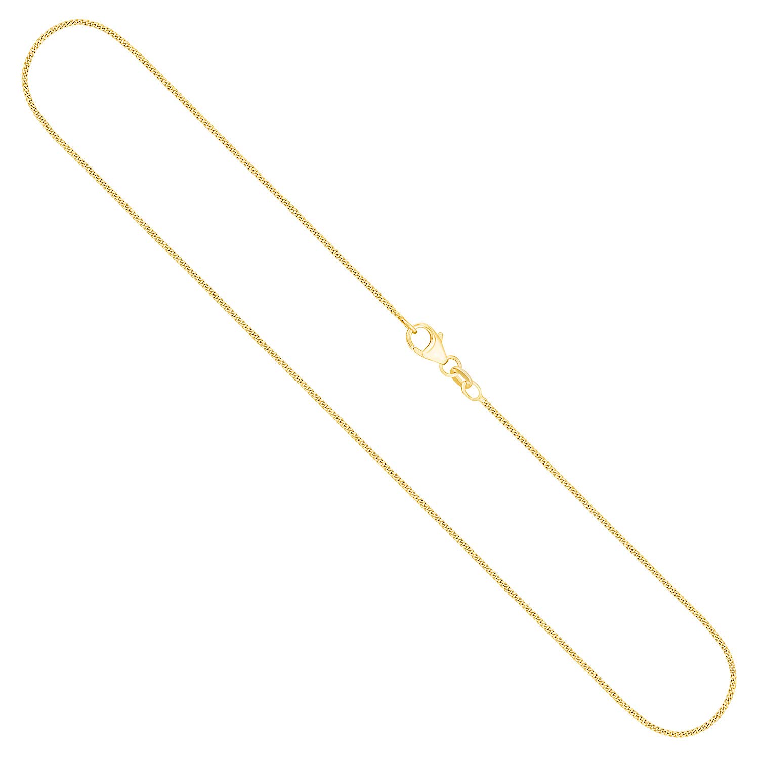 EDELIND 18K 14K 8K Cadena barbada Plana Fina 1.1 mm I Oro Amarillo 750 585 333 I Collar Cadena Unisex de Oro Macizo para Mujer Hombre Niños de 36 a 80 cm I Caja de Regalo de joyería