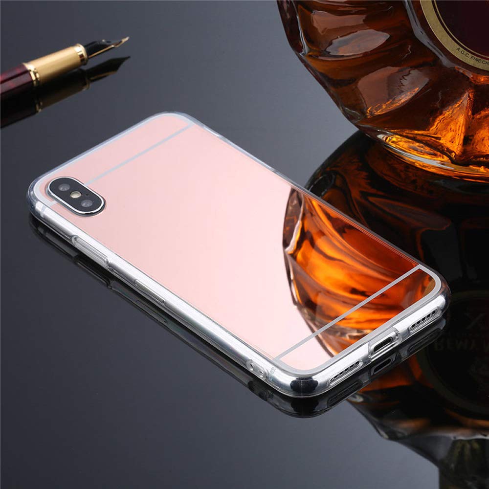 Sycode Reflecting Protective Mirror Electroplating Technology Backplate Shell For iPhone X-Rose Gold