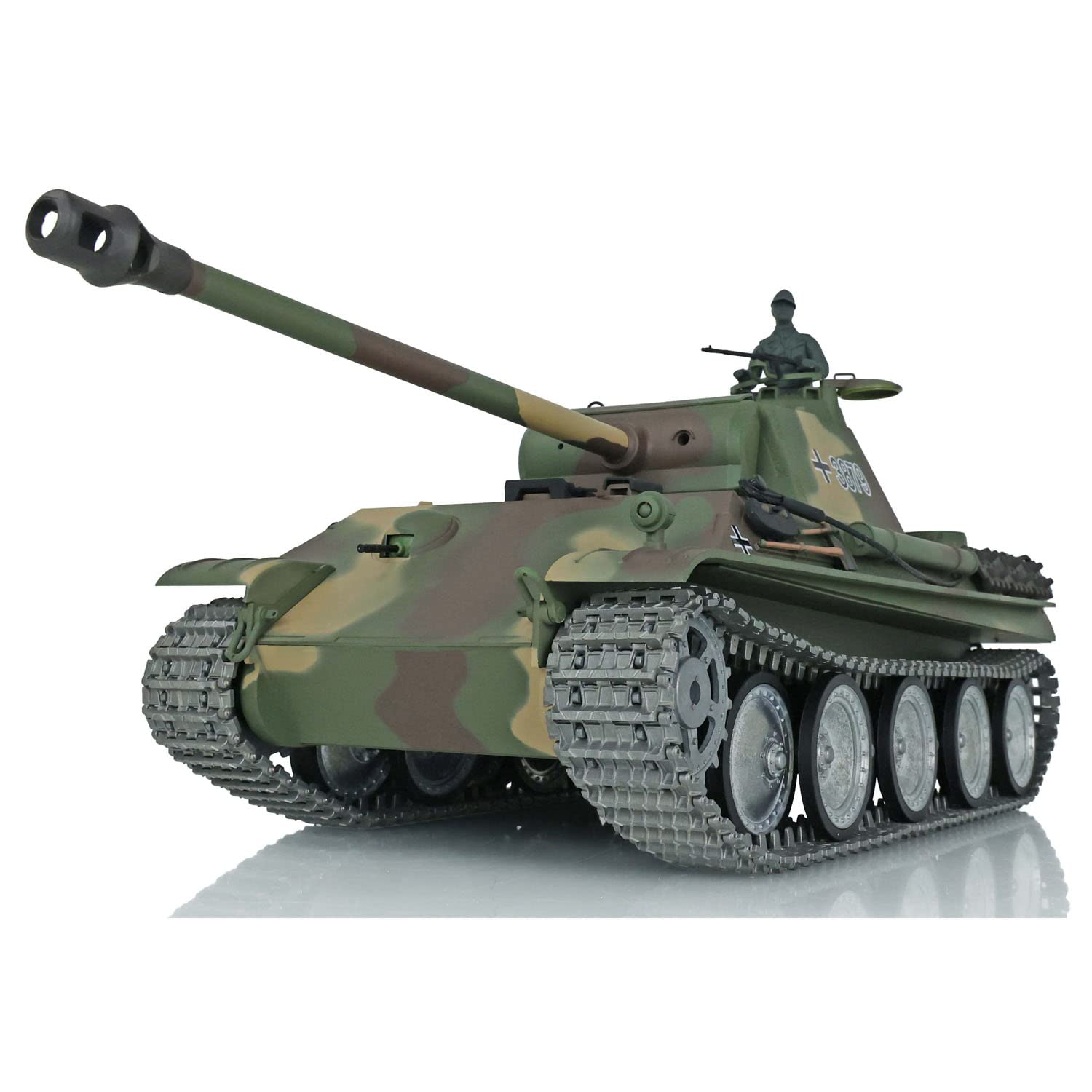 Heng Long Panther G RC Panzer 1/16 7.0 Customized RTR Tank 3879 Metall Tracks Räder Barrel Recoil 360 ° Drehbarer Turm Infrarot Kampf