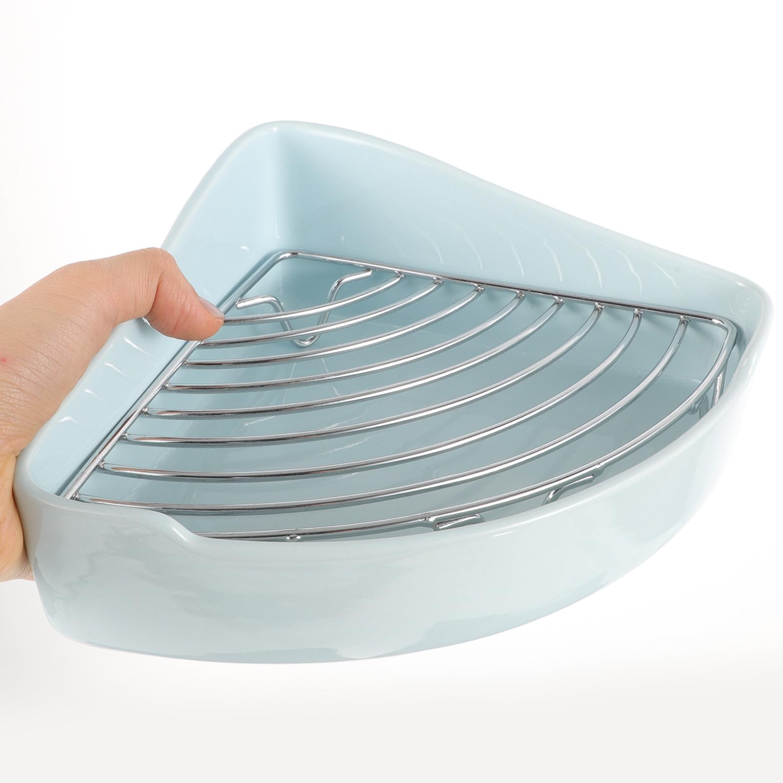 MAGICLULU Dreieckige Kleintier Toilette aus Keramik mit Abnehmbarer Matte und Kippsicherem Design für Kaninchen und Meerschweinchen in Küche