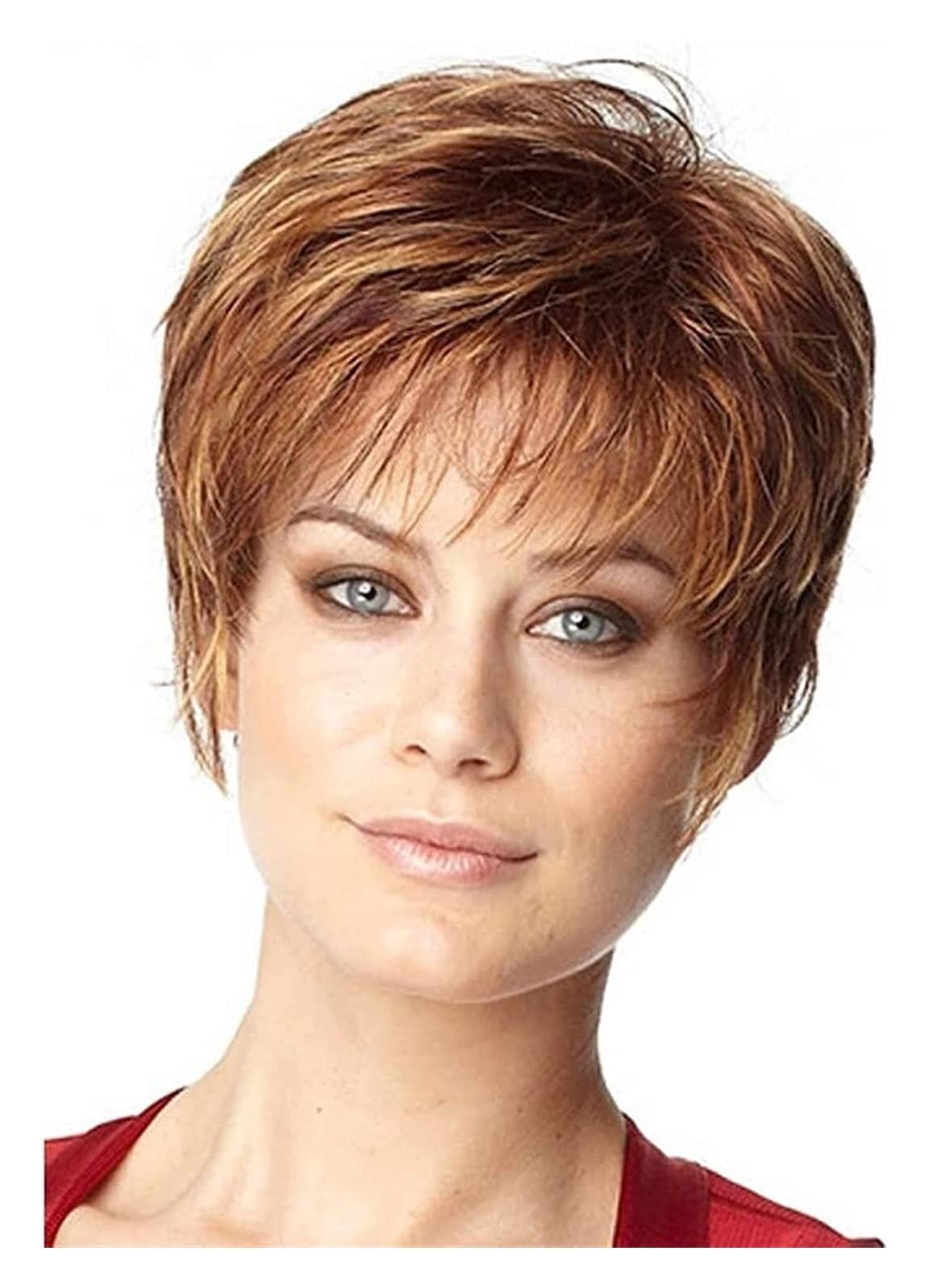 IWENZHKPA Human Hair Wigs Short Dark Brown Curly Pixie Cut Hair Natural Synthetic Wigs For Women With Wig Wigs Human Wig