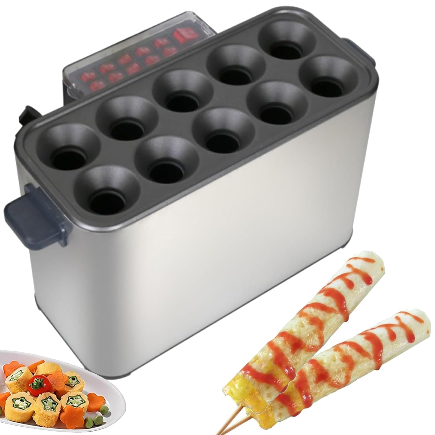 Máquina De Salchicha De Huevo Comercial, Fabricante Eléctrico De Doble Huevo, Máquina De Rollo De Huevo De Desayuno Con 10 Tubos Que Funcionan, Recubrimiento Sin Palo+ 7 Minutos En Cocina Vertical