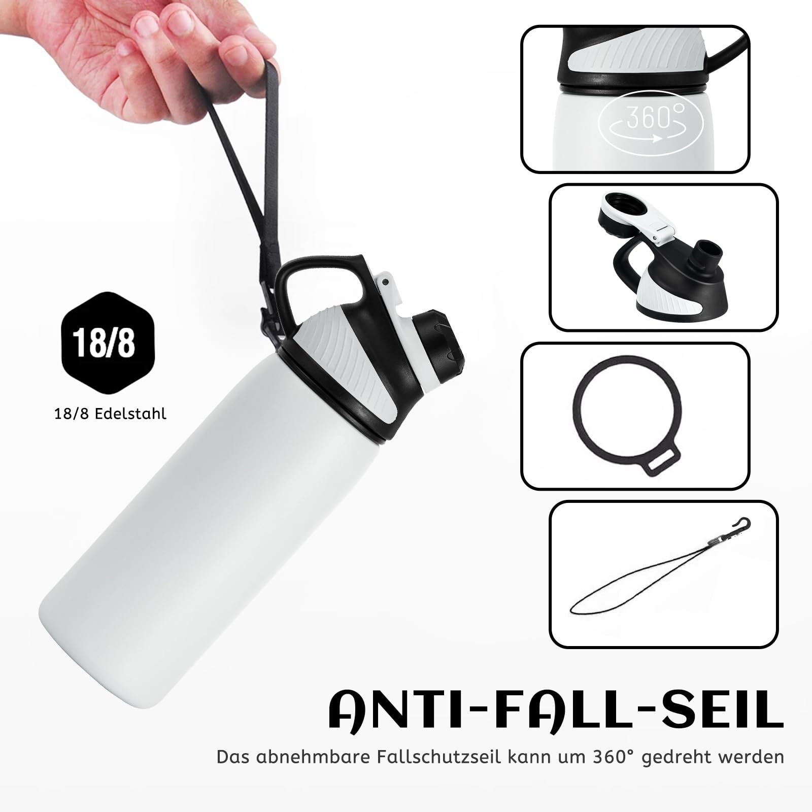 Fjbottle Borraccia Termica con Tappo magnetico 1L, 800ml, 600ml, 400ml Bottiglia Termica per Bambini - Senza BPA/Senza Perdite Borracce acciaio inox per Scuola, Sport, Palestra, Ciclismo