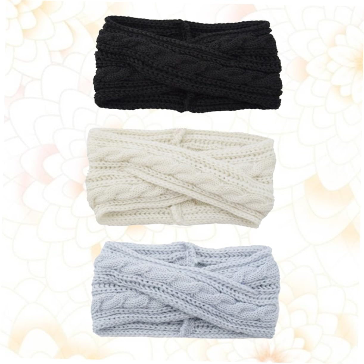 Didiseaon 6pezzi Fasce Per Lana Tricotata Fascia Donna Elegante Con Design Incrociato Accessori Maglia Per Inverno Nero Bianco e Argento
