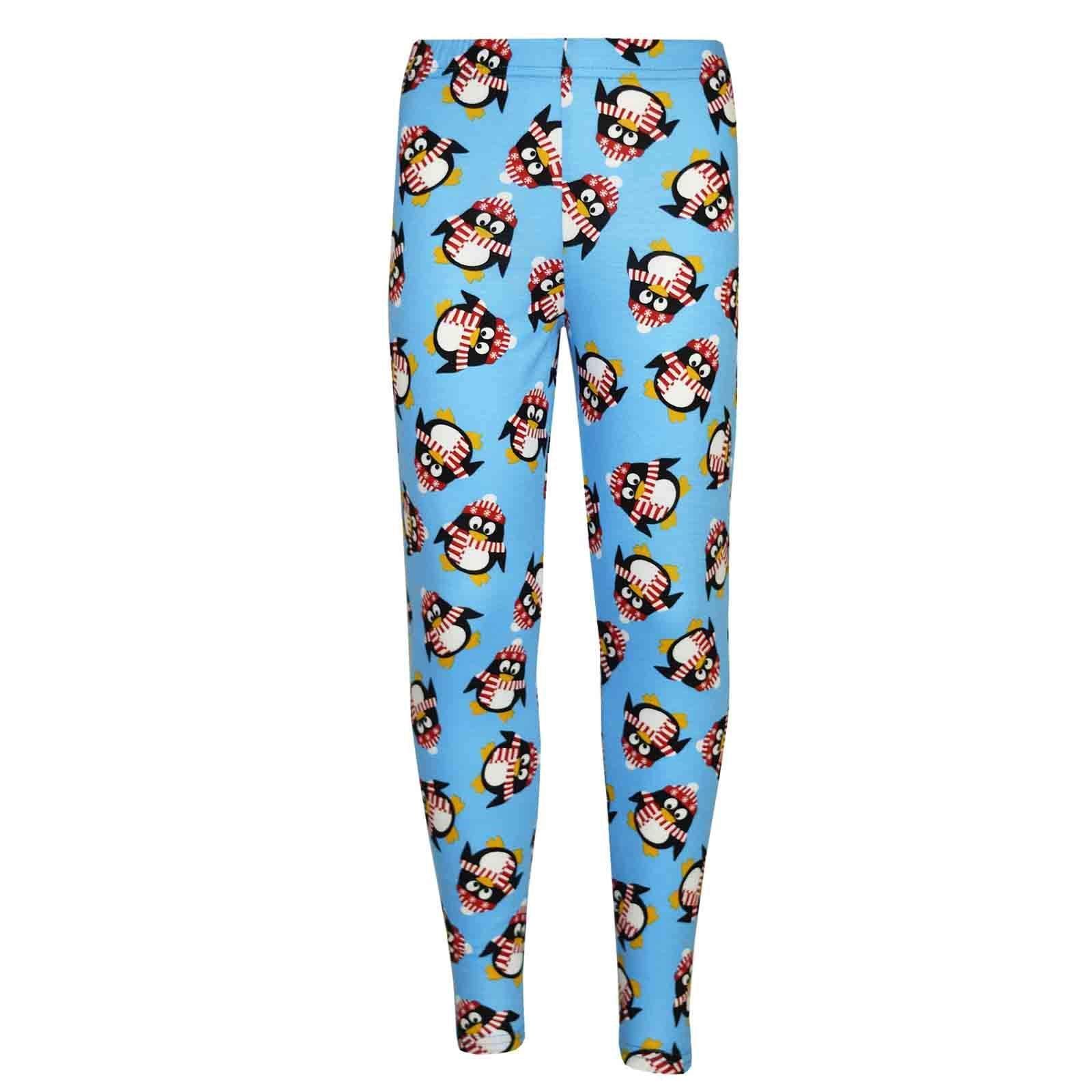A2z 4 Kids Girls Penguin Blue Christmas Legging Santa Snowman Penguin - Xmas-Legging 13