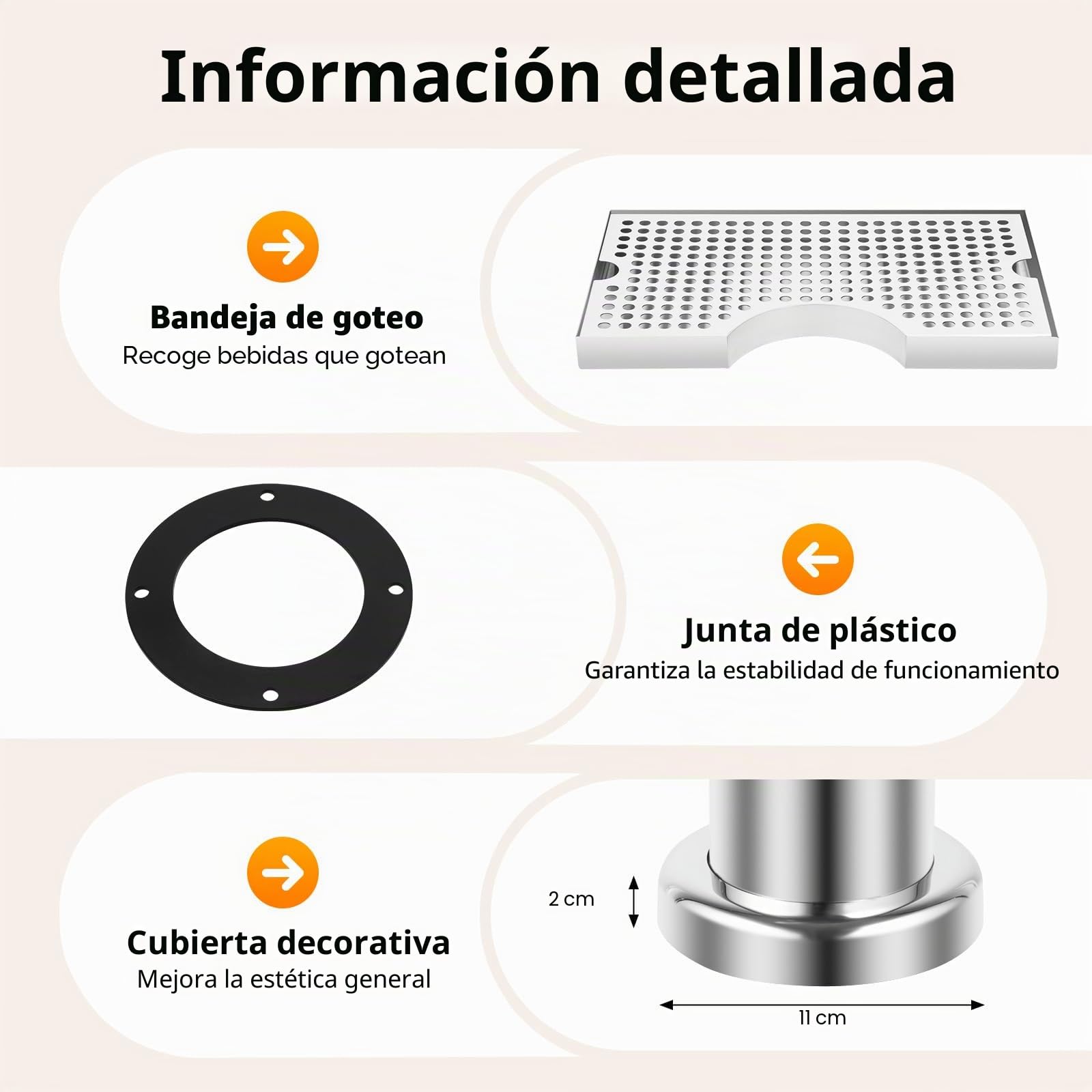 Dispensador de cerveza de doble caño para cerveza, torre de cerveza, 2 grifos, acero inoxidable, dispensador de bebidas para bar, uso doméstico, tubos de PVC de 1,5 m, cromo pulido, 3 kg de peso