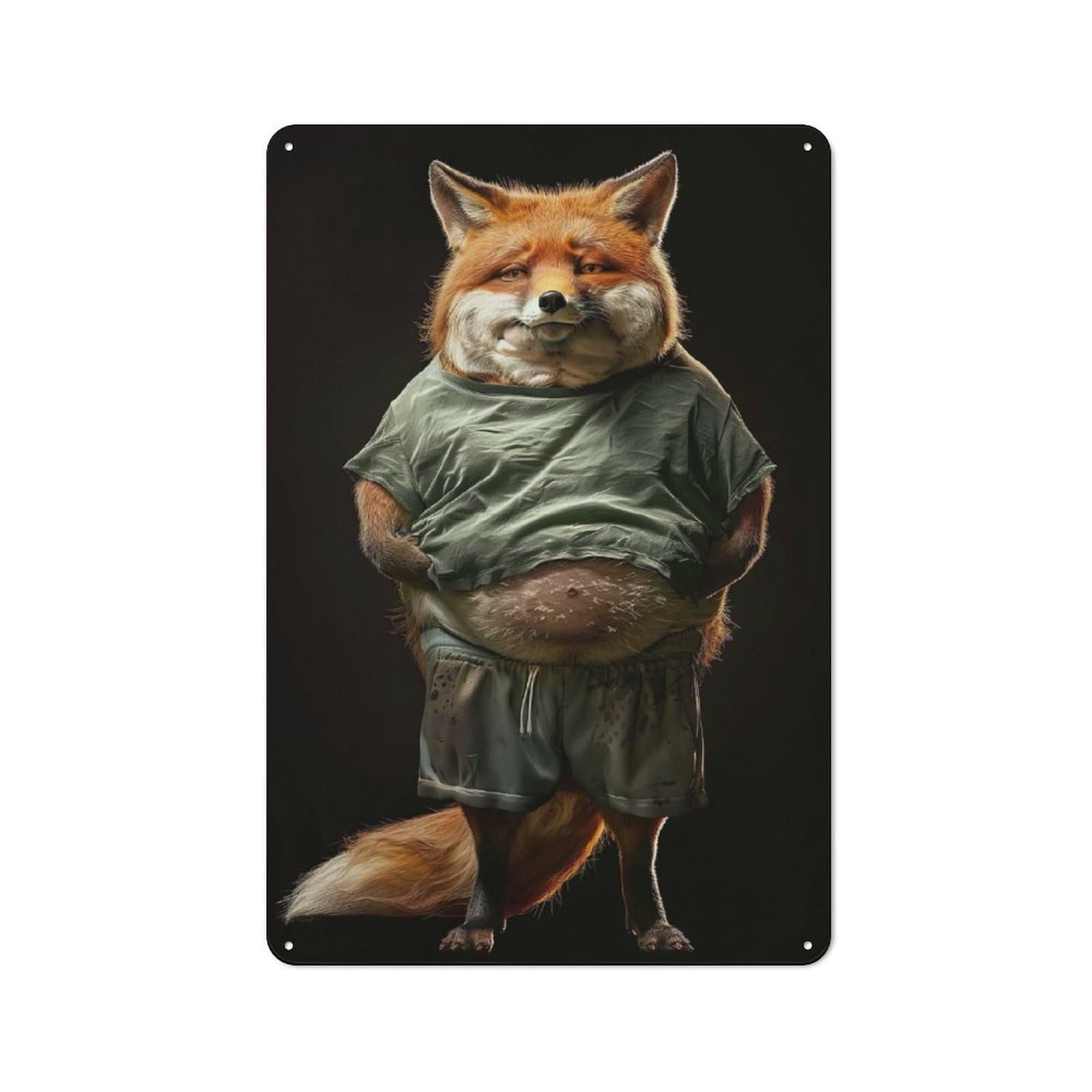 Junmoney Style-19 Fox Fat Rustic Printed Metal Sign 30X20cm For Bar Or Restaurant, For Bar Decor Enthusiasts