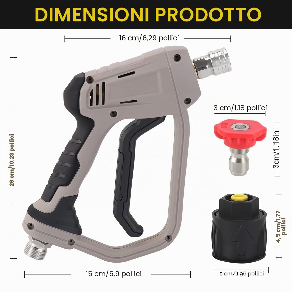 4000 PSI idropulitrice pistola, Yuirshion 5 ugelli attacco rapido pistola lavaggio auto, con interfaccia M22, compatibile con adattatore Karcher K1-K7, set di pistole per lavaggio auto