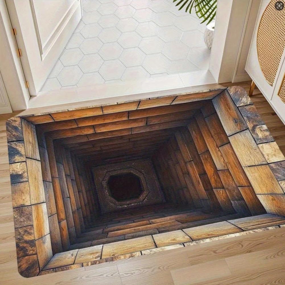 JUXDZISHW Front Door Mat Indoor Outdoor Entrance, 3D Optical Illusion All-Weather Doormat, Optical Illusion Rug Ground Crack Illusion Rug 3D Rugs, Easy Clean Patio Porch Entryway Mat,4,60 * 90cm