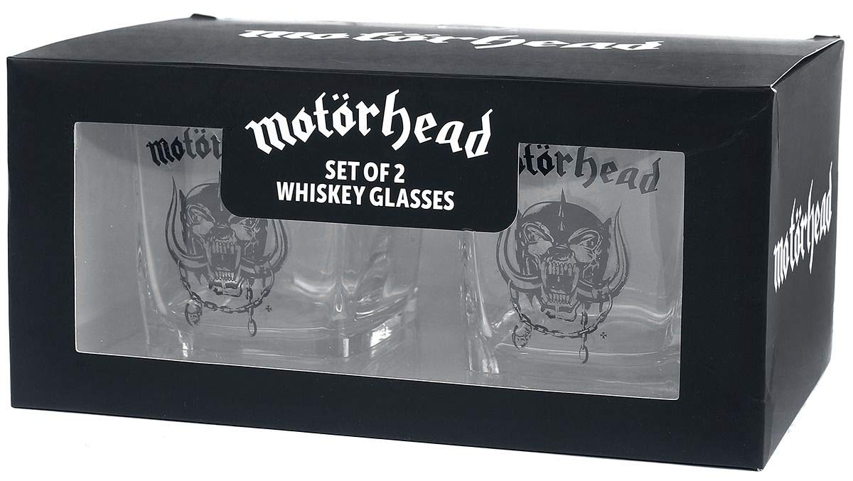 for-collectors-only Motörhead Whisky Glasses Set Tumbler Glass Whisky Glasses Warpig Logo Set of 2 Drinking Glasses