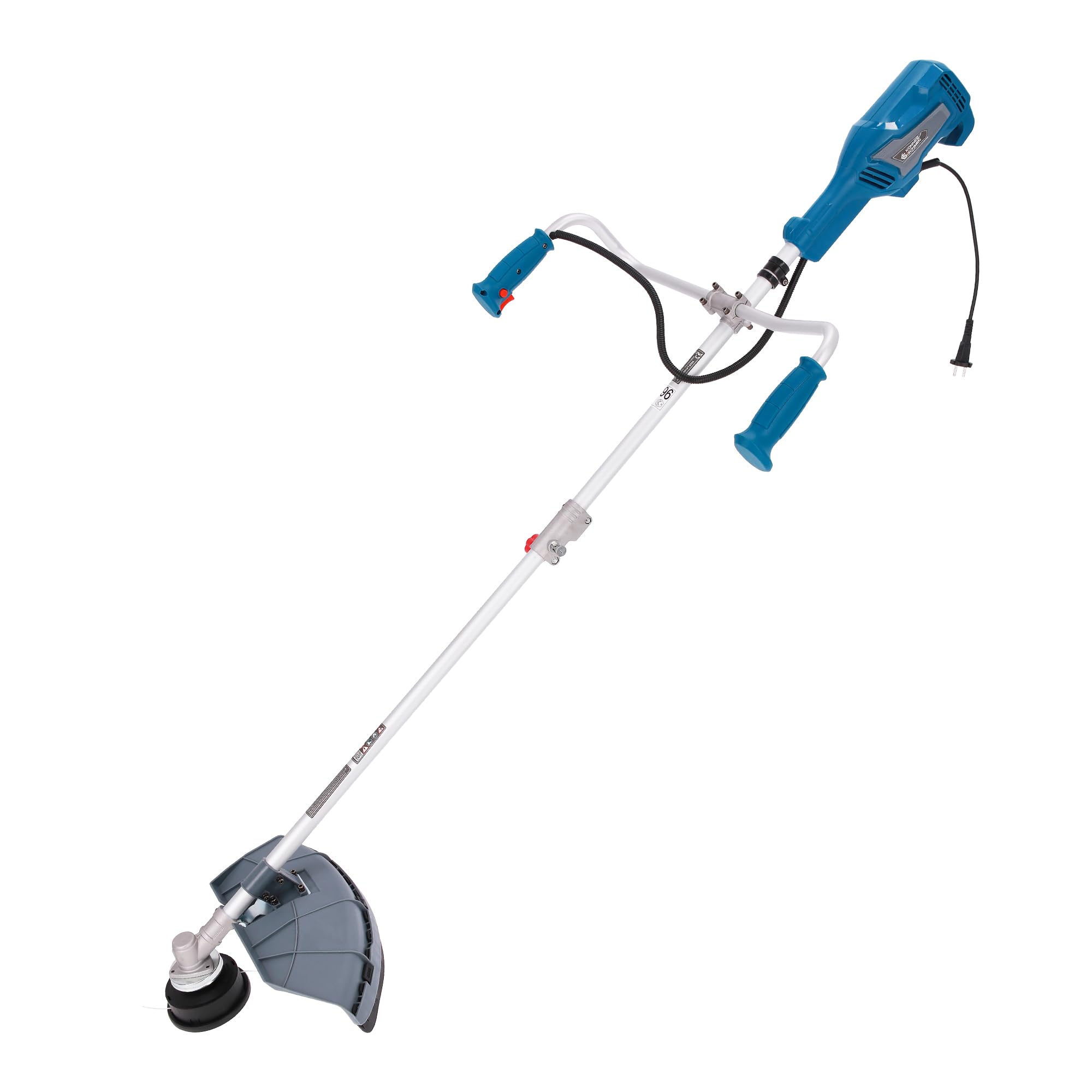 Könner & Söhnen KS BCT-1400 1400 W, Anchura de Corte 42 cm, Grosor de línea 1,6 mm, Cuchilla de Tres Hojas 255 mm, asa ergonómica para Bicicleta, Correa para el Hombro, Recortadora de jardín