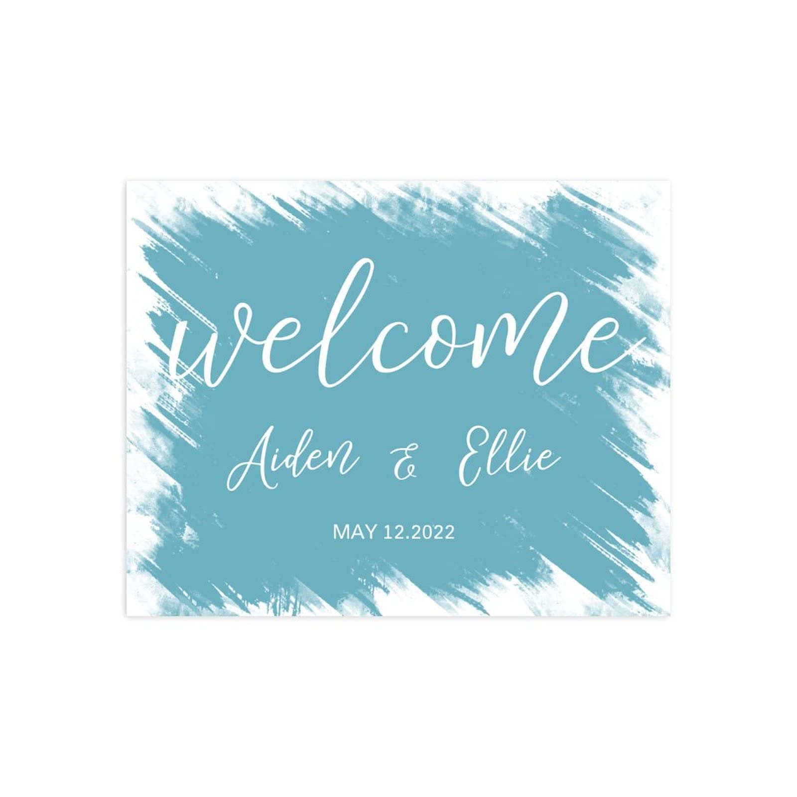 Witamy nowoczesny znak kaligrafii dostosowany znak powitalny na ślub dostosowany do Twoich imion i dat 'Welcome to Our Wedding Sign' / recepcja znak 45 x 61 cm