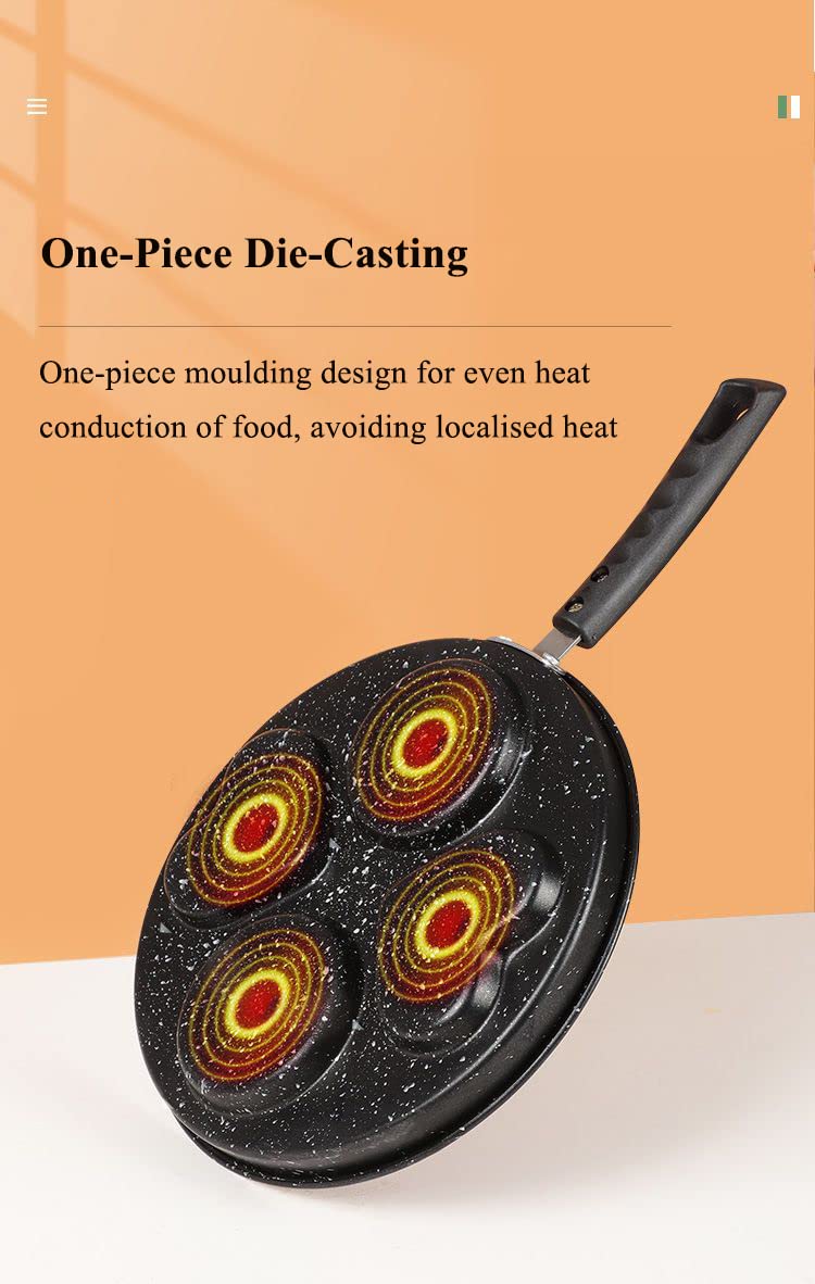 Padella Per Pancake A 4 Fori Con Coperchio - Antiaderente, In Alluminio, Per Induzione E Gas