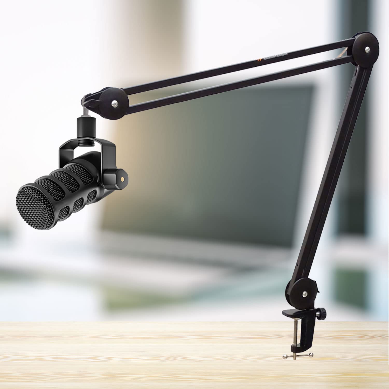 Rode Podmic USB XLR Sprecher-Mikrofon + keepdrum MS138 Gelenkarm Stativ Schwarz