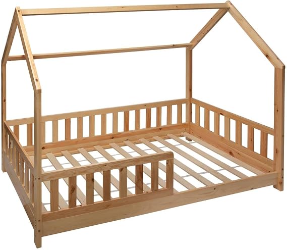 ATMOSPHERA CREATEUR D'INTERIEUR Lit Cabane Enfant Bosco 90x190 cm en Bois de Pin avec Sommier et Barrières