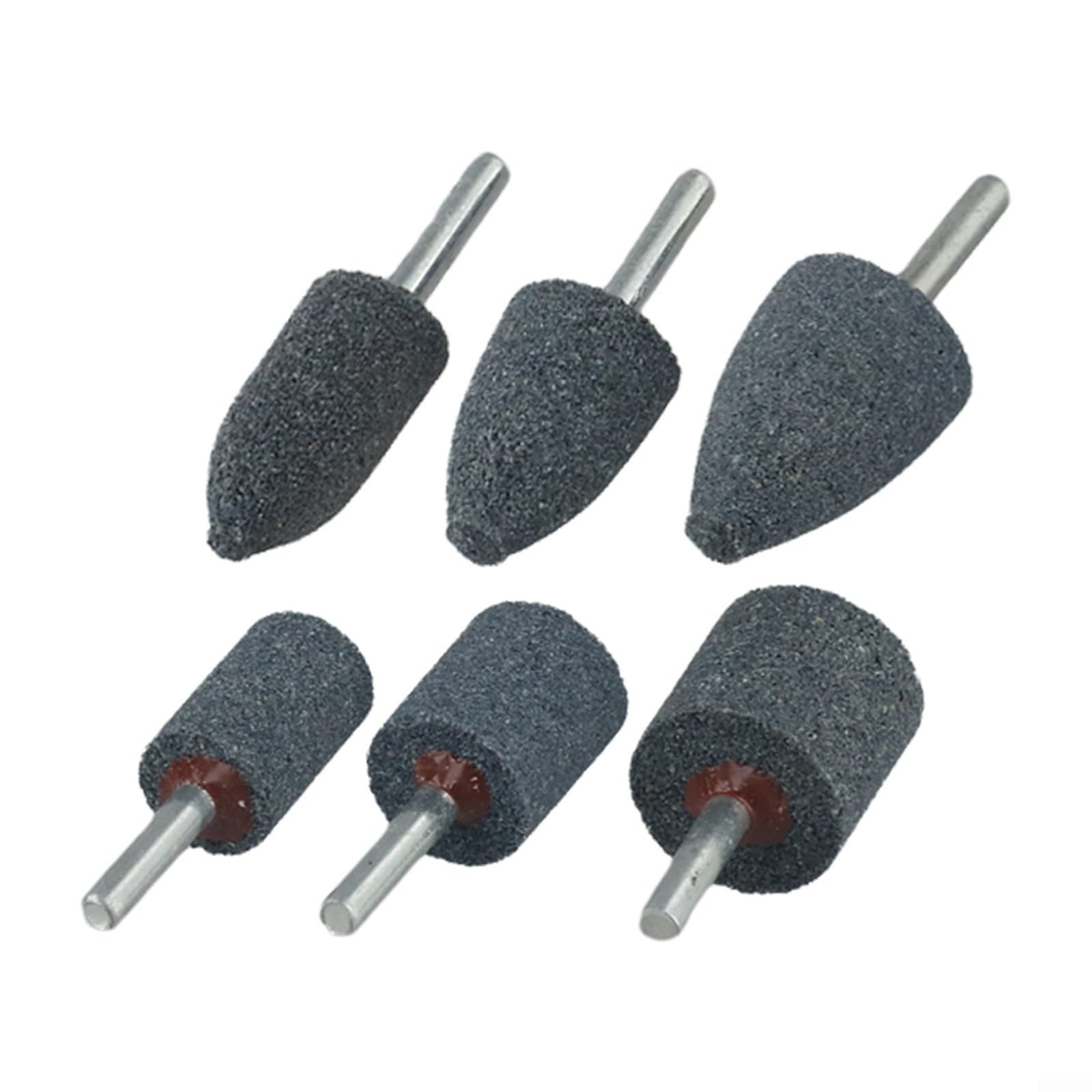 Set di 6 punte cilindriche per smerigliatura per pietra, con gambo da 6 mm, in corindone per sbavatura, rimozione della ruggine, lucidatura e rettifica