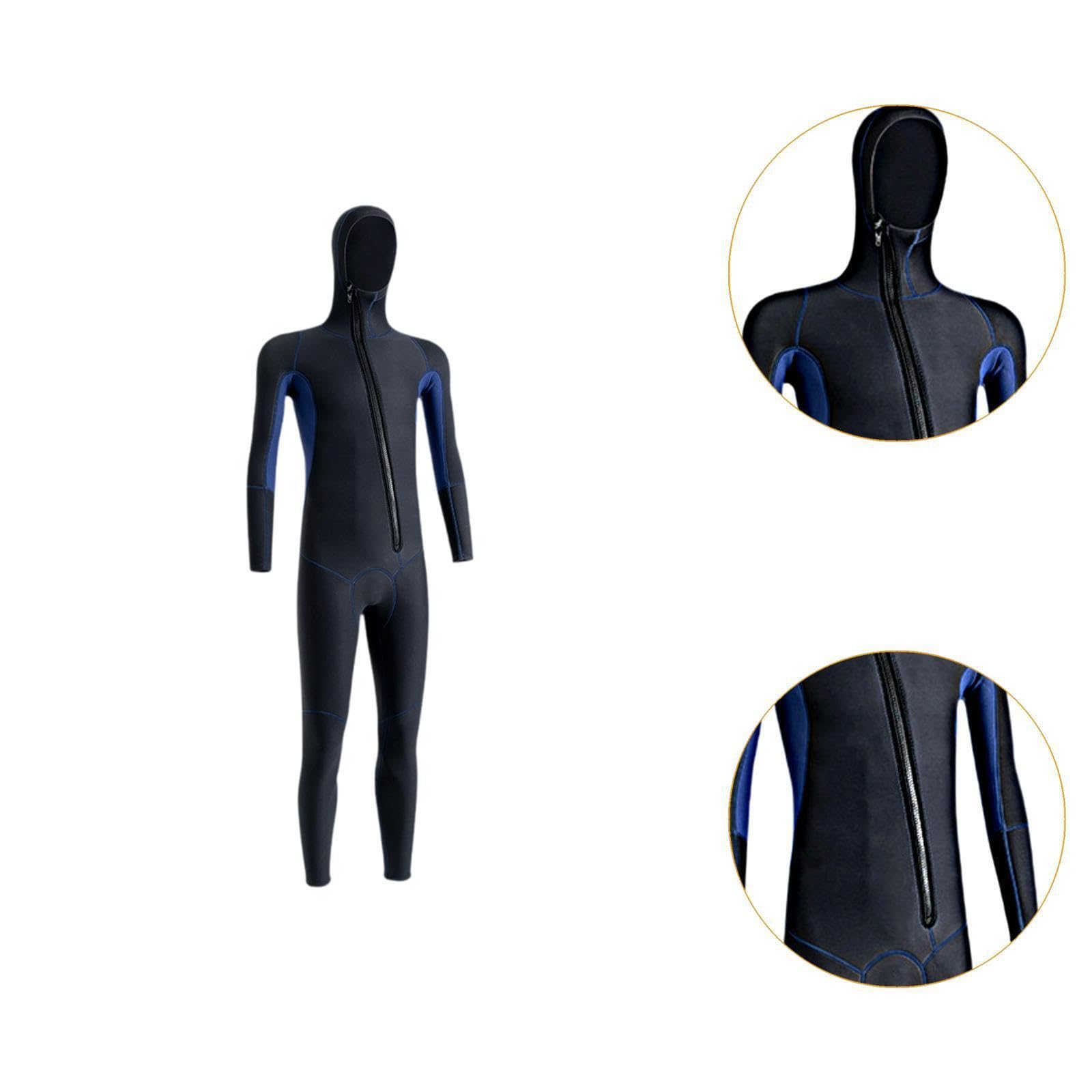 Muta da sub con cappuccio, leggera, comoda, elegante, adatta per | acquatici. La muta da uomo è realizzata in tessuto di nylon bifacciale da 3 mm di spessore e gomma neoprene SBR.
