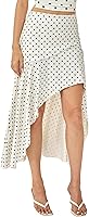 Yulaviniee Women's Polka Dot 2-Piece Maxi Skirt Set: V-Neck Sleeveless Top & Asymmetric High-Slit Skirt for Night Out