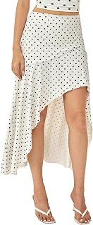 Yulaviniee Women's Polka Dot 2-Piece Maxi Skirt Set: V-Neck Sleeveless Top & Asymmetric High-Slit Skirt for Night Out