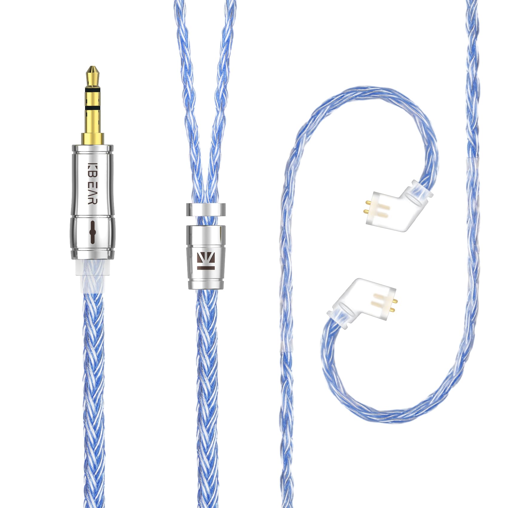 KBEAR ST18 IEM Cable Colorful Single Crystal Copper in Ear Monitor Cable with 3.5mm Gold-Plated Plug for KZ ZS10PRO/ZS10PROX/ZSN PRO/EDX PRO/DQS/ZAR/ZAS/PR2/ZSX (Blue, 2 Pin-C)